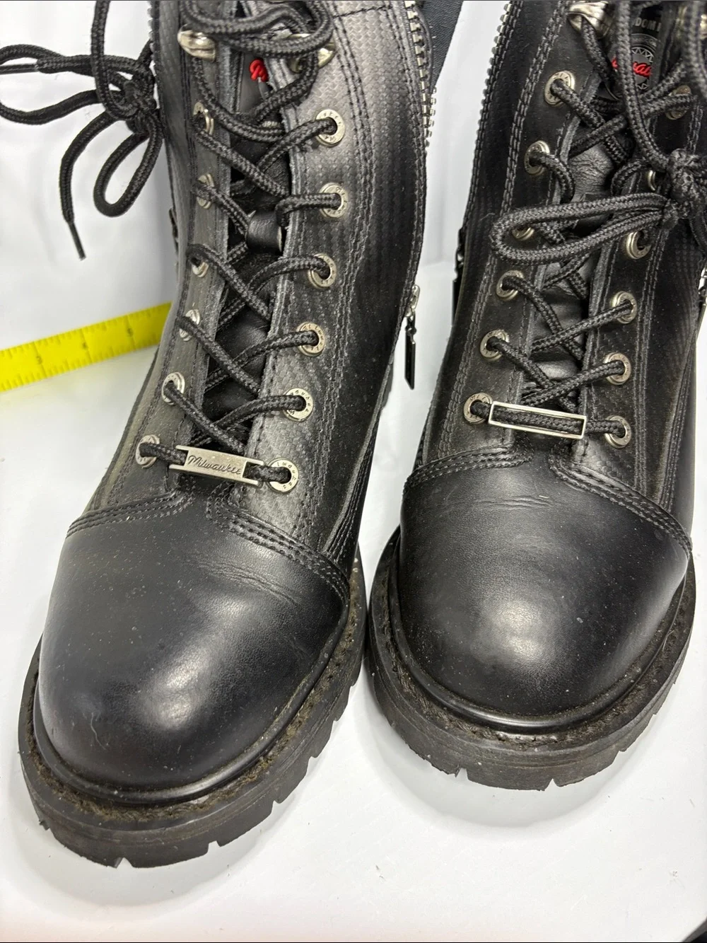 8 eee Milwaukee Black Lug-Sole double Side-Zip Lace-Up Boots.‎ Box 28